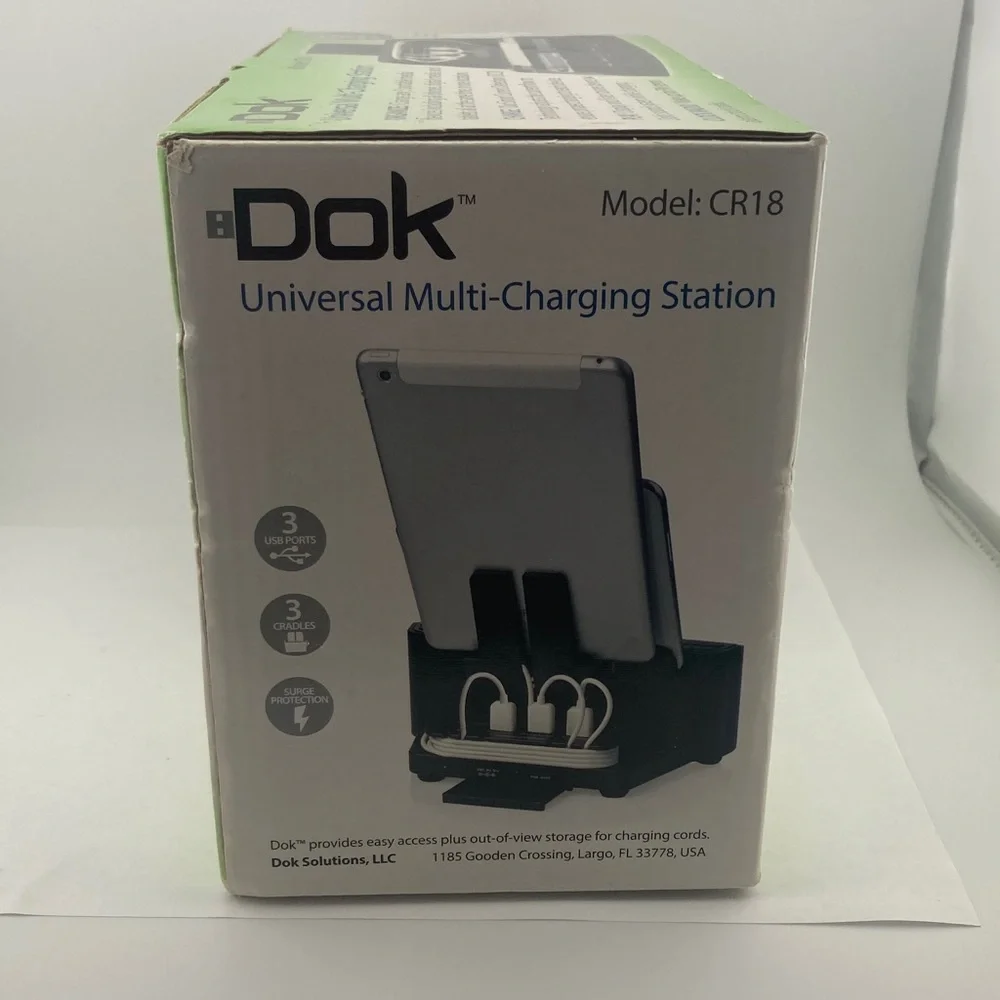 DOK CR18 Universal Multi-Charging Station Alarm Clock AM/FM radio